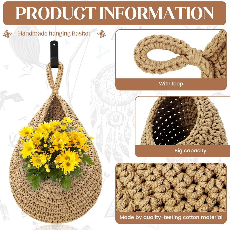 Wall Hanging Baskets for Organizing - 3 Pack Hanging Fruit