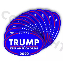 TRUMP 2020 Keep  American Great Bumper Stickers Oval Decals Blue 3.5" 10 pack