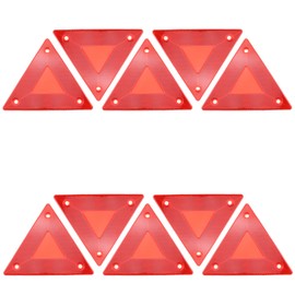 TAODAN 10PCS 6x5.2inch Red Plastic Safety Reflective Warning Sign Slow Moving Vehicle Triangle Safety Sign for Outdoor Trucks Car Golf Carts