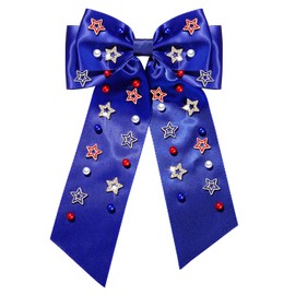 4th of July Hair Clips for Women American Flag Patriotic Star Hair Bow Red White Blue USA Rhinestone Hair Bows Fourth of July Hair Accessories Outfits Independence Day Party Favors