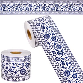 98.4 Ft Chinoiserie Bulletin Board Borders Blue White Vintage Floral Patterned Bulletin Board Borders for Classroom Blackboard Wall Desk Decoration