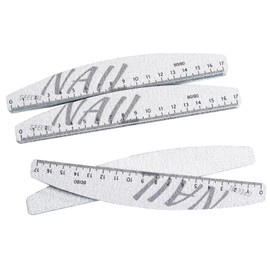 80/80 Grit Coarse Nail Files Set, 6Pcs Washable Professional Nail File with Scale for Natural or Acrylic Nails, Double-Sided Half-Moon Fingernails Buffer Files for Home Salon