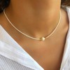 MATYAS 18K Natural Pearl Choker Necklace, White Pearl Charm, Natural
