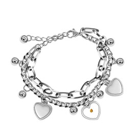 Uloveido Women's Charms Link Chain Bracelets with Mustard Seed Heart Pendants Stainless Steel Christian Jewelry Y914-1 (Heart)