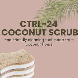 Ctrl-24 Eco-Friendly Coconut Husk Sponge - Natural Scrubber for Kitchen, Dishes, and Cleaning - Biodegradable, Durable, and Non-Scratch
