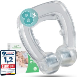 Perfekt-Schlafen24® 8 x Nose Separator Clip Against Snoring BPA Free - Anti Snoring Nose Clip - Snoring Stopper - Snore Stopper - Alternative to Snoring Splint or Crunch Splint for Night