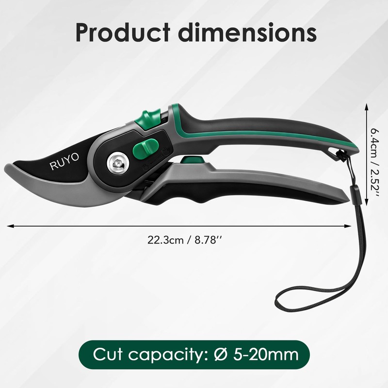 Bypass Pruning Shears, 3/4-Inch Cut Capacity Garden Clippers, Gardening Scissors