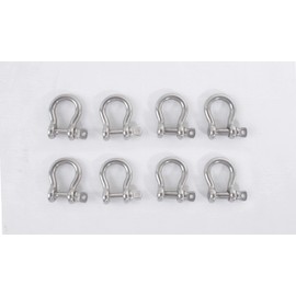 HIGOOD Size 3/16" Anchor Shackle, 316 Stainless Steel Body Material, 316 Stainless Steel Pin Material, 8PK.