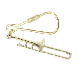 Alberts Gifts Music Gold Trombone Keychain/Polished Brass Trombone Keychain with Screw Lock Clip