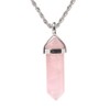 Natural Rose Quartz Gemstone Hexagonal Pointed Reiki Chakra Pendant Necklace