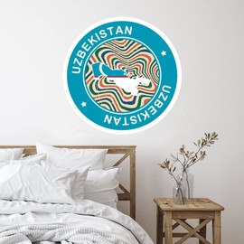 Uzbekistan Wall Art Murals Modern Global World Flag Travel Trip Mirrors Wall Decal Vinyl Wall Stickers Quotes for Kids Room Party Playroom Home Decor 28in
