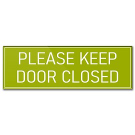 Please Keep Door Closed Sign Green 9"x3" - Self-stick Wall Door Sign for Offices Businesses House Home