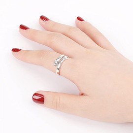 BlingNook Granddaughter Hug Ring, Stainless Steel Inspirational Hope Rings Jewelry Engraved Always With You Message Adjustable Non Tarnish Jewelry Birthday Gift (Silver)