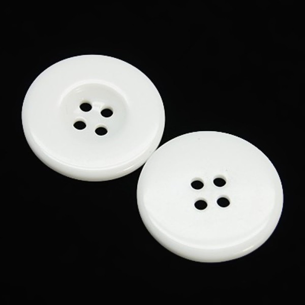 DanLingJewelry 90Pcs White Sewing Buttons 30mm Resin Round Flat 4-Hole