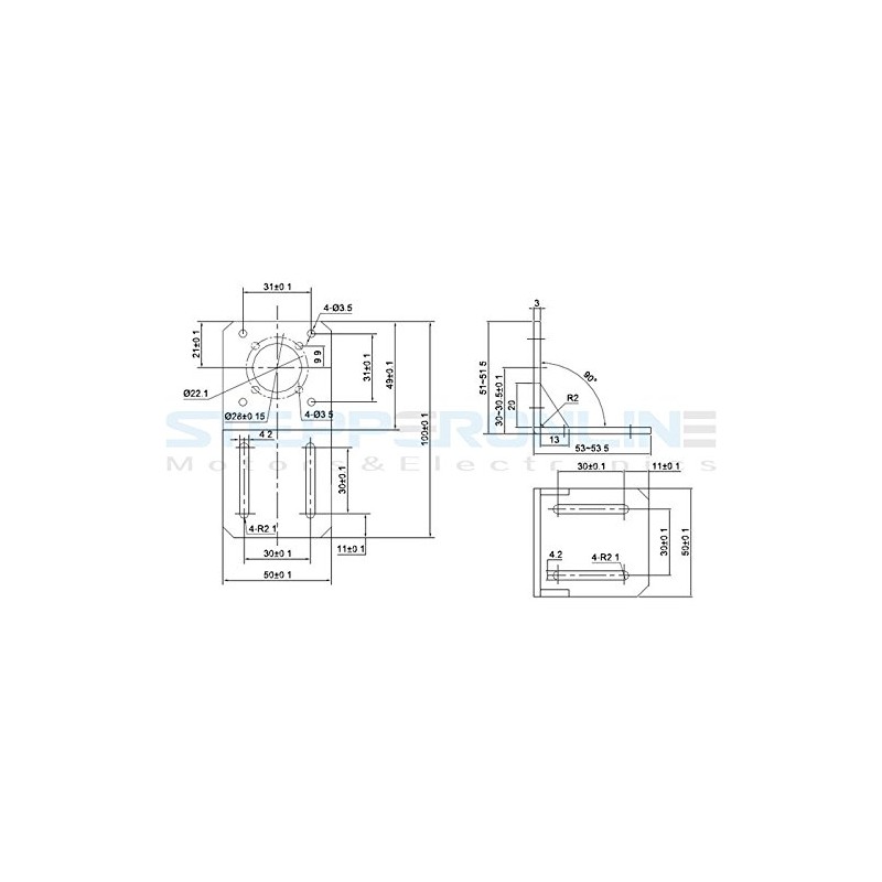STEPPERONLINE Bracket for Nema 17 Stepper Motor (Gear Level) CNC/3D