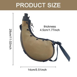 Water Canteen, 11x5.5" Portable Canteen Water Bottle, Waist Type Army Camping, Lightweight & Leakproof Flat Bottle with Strap for Outdoor, Hiking, Camping Flat