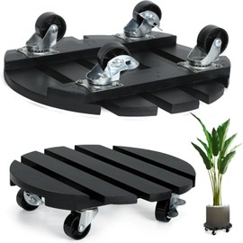 CuffUp 2 Pack Plant Stand with Wheels, Plant Caddies with 360° Lockable Smooth Sliding Wheels Durable Sturdy, Outdoor/Indoor Heavy Duty Rolling Plant Stand for Plant Pot,Flower Pot (11" Black)