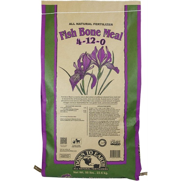 Down to Earth Organic Fish Bone Meal Fertilizer Mix 4-12-0, 50 lb
