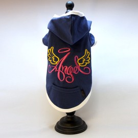 Alphadog Series Angel Embroidery Hooded (Hoody) T-Shirt with Pocket for Your Dog or Cat (XL, Navy)