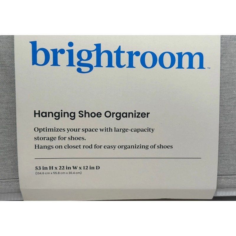 Brightroom Hanging Shoe Organizer Light Gray 44 Pockets - New