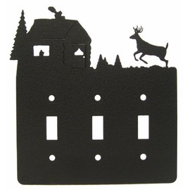 Innovative Fabricators, Inc. Buck Deer & Cabin Triple Light Switch Plate Cover_1