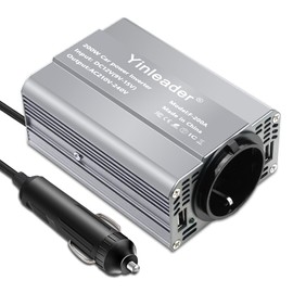 Yinleader Wechselrichter 200W DC 12V auf 230V AC KFZ Spannungswandler 1 Euro-Steckdosen 2 USB Power Inverter-Gray