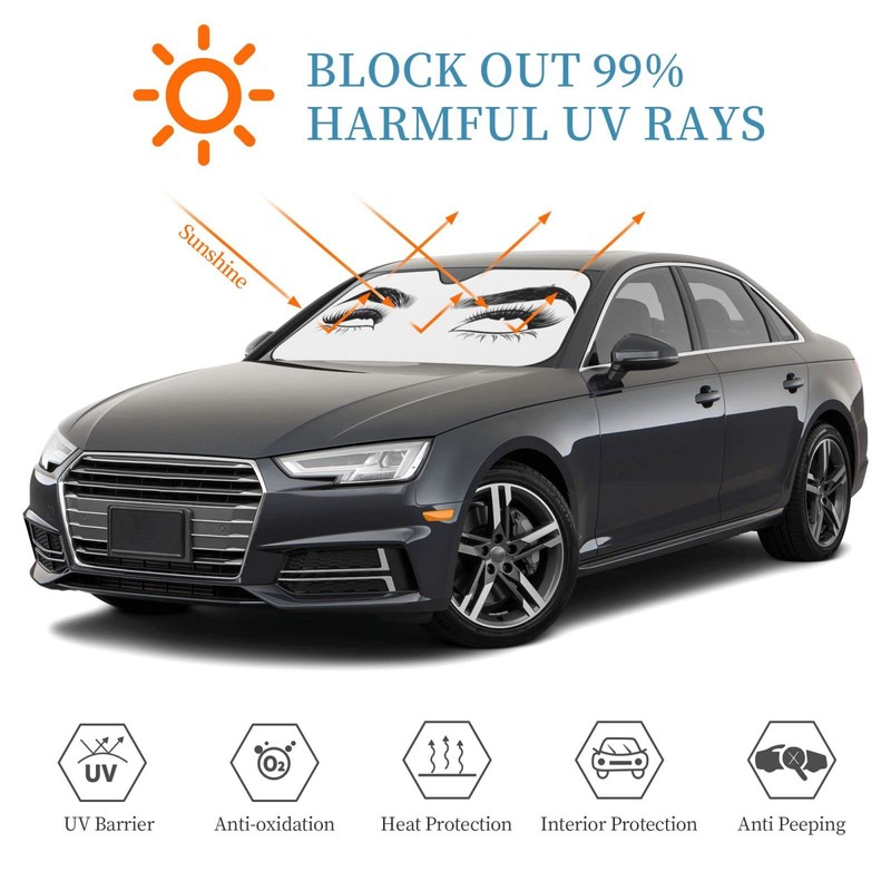 VunKo Front Window Car Sun Shade Windshield- Funny Female Eyes