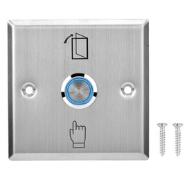 HERCHR Door Access Control System, Momentary Push to Exit Button Switch, Stainless Steel Doorbell Type, Round Request to Exit Button, Stainless Steel Push to Exit Release Button