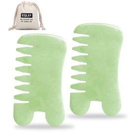 2pcs Jade Gua Sha Scraping Massage Tool Handmade Jade Kujaw/Gua Sha Board Tool for Graston Spa Acupuncture Treatment Trigger Point