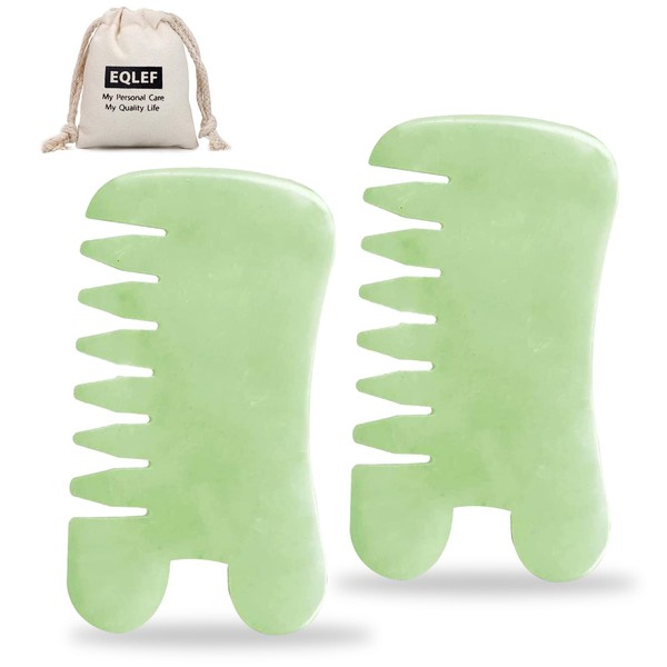 2pcs Jade Gua Sha Scraping Massage Tool Handmade Jade Kujaw/Gua