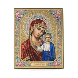 NKlaus Mother of God of Kazan Wooden Icon 10 x 12 cm Christian Orthodox 11375