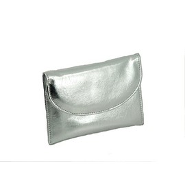 LONI Ladies Faux Leather Wallet Clutch Bag Purse Coin Pouch in Metallic Silver