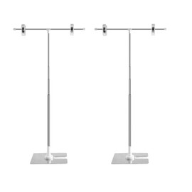 2 Pack T Shaped Stand, Adjustable Stainless Steel Display Banner Stand with Clip, Advertising Display Holder for Indoor Outdoor Charging Board Display, Type A