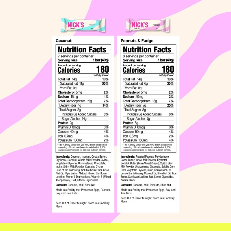 NICKS Keto Chocolate Candy Bars Variety Pack, No Added Sugar,