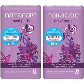 Natracare NC3031 Sanitary Napkins, Organic, Maxi Pad, Super for Frequent Days to Night, No Feathers, Pack of 12, Set of 2