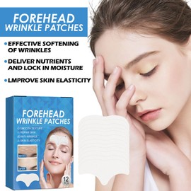 Zornesfalte Pflaster, 12 Stück Anti Falten Pflaster Gesicht,Hydrogel Pflaster Stirn, Stirn Pads Gegen Falten, Anti Wrinkle Patches Stirnfalten Glätten,Zornesfalte Pflaster Nacht, Glättet Feine Linien