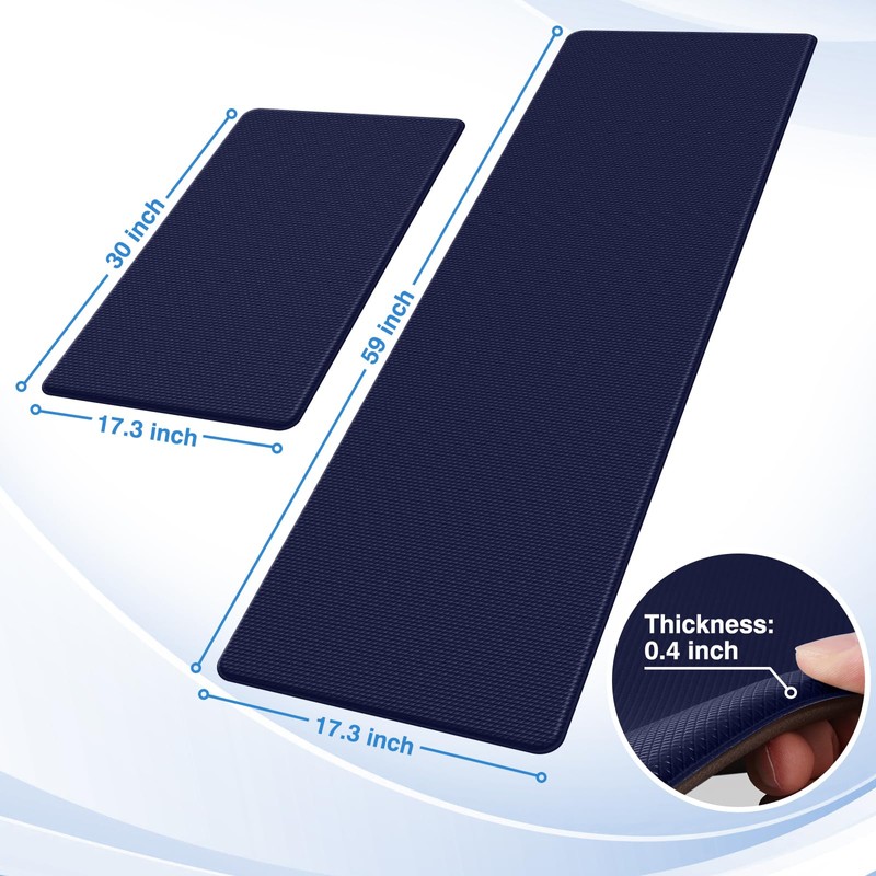 StepRite Kitchen Mats, 2PCS Kitchen Rugs, Cushioned Anti Fatigue Kitchen