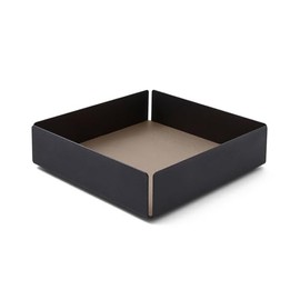 eglooh - Dafne - Pocket Empty with Black Steel Structure - Inner Base Made of Genuine Leather Taupe Grey - Desk Organiser with Modern Design - cm 14.5 x 14.5 x H.4 - Made in Italy