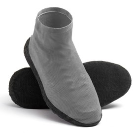 BIFOGOGE Waterproof Shoe Covers Reusable Foldable Non-Slip Rain Shoe Covers With Reinforced Rubber For Men Women (XL,Grey)