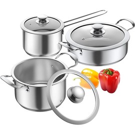 Stainless Steel pots and pans set, 6 Piece Nonstick Kitchen Induction Cookware Set,Works with Induction/Electric and Gas Cooktops, Nonstick, Dishwasher