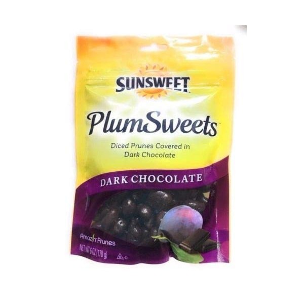 Sunsweet, Plums Sweets, Dark Chocolate Covered Prunes, 6oz Bag (Pack of 3)