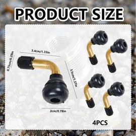 VYNZOR 4 pieces PVR70 tubeless valve tyre valve, 90 degree aluminium rim valve, lightweight car valve for motorcycle, car, bicycle, scooter with sealing ring