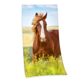 Herding Young Collection Bath Towel, 150 x 75 cm, Horse Motif, Cotton, Multi-Coloured