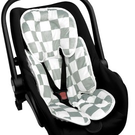 DILIMI Infant Car Seat Insert, 2-in-1 Carseat Head Support for Newborn, Soft Baby Head Support for Car Seat, Stroller, Bouncers, Green Checkered