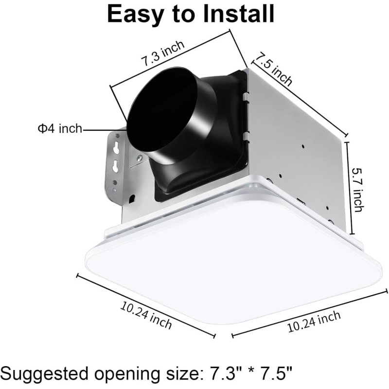 JOEAONZ Bathroom Exhaust Fan with Light 110 CFM Household Quiet