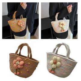 TQUXNGA Stilvolle gewebte Tasche mit bunten, trendigen, handgewebten für Damen für tägliche Besorgungen und Freizeitausflüge, Orchideen-Schleife