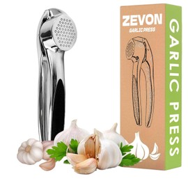 ZEVON Garlic Crusher Presser Garlic Press Manual Garlic Mincer Stainless Steel Garlic Cutter Chopper,Hand Press Garlic Crusher And Chopper, Mincer Cutter For Garlic For Kitchen Silver Black