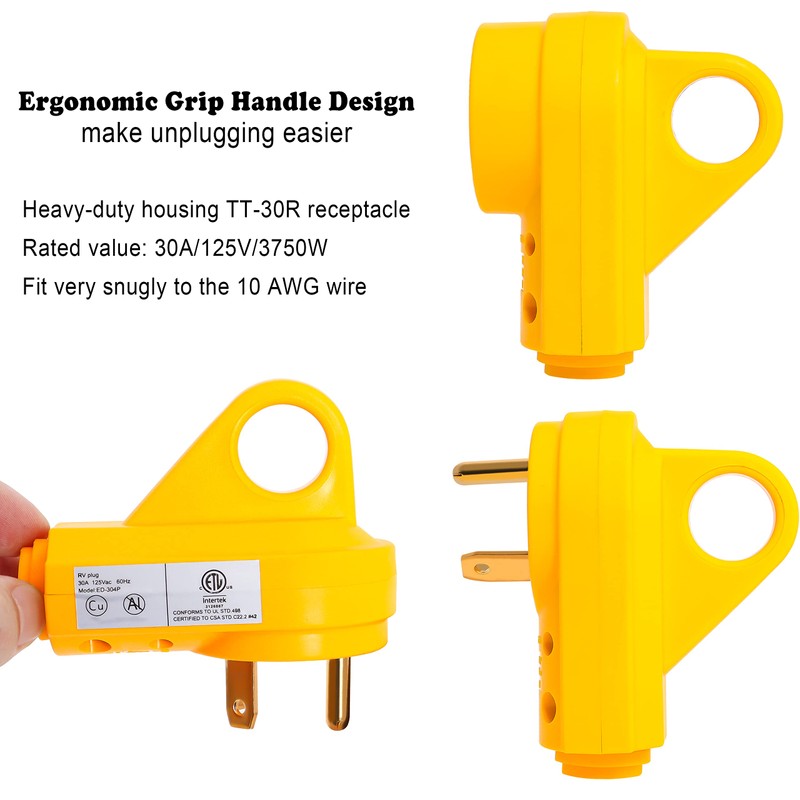 Wadoy 30 Amp RV Plug Set - RV Male and