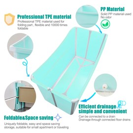 joyingbaby Large Foldable Bathtub for Toddler Collapsible Baby Bathtub Portable Bath tub Lightweight for Children Twins Petite Adult
