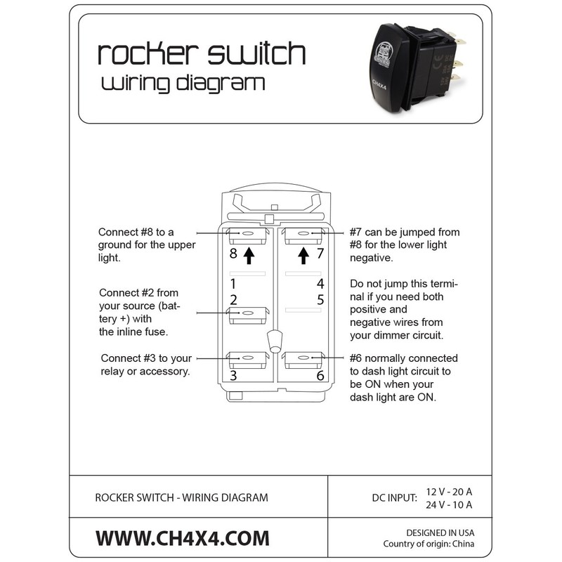 CH4X4 Rocker Switch Dome Light Symbol - Red Led